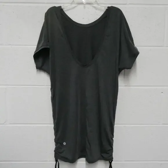Lululemon women's small Oversized short‎ sleeve dark gray Ruched sides top shirt - Picture 4 of 5